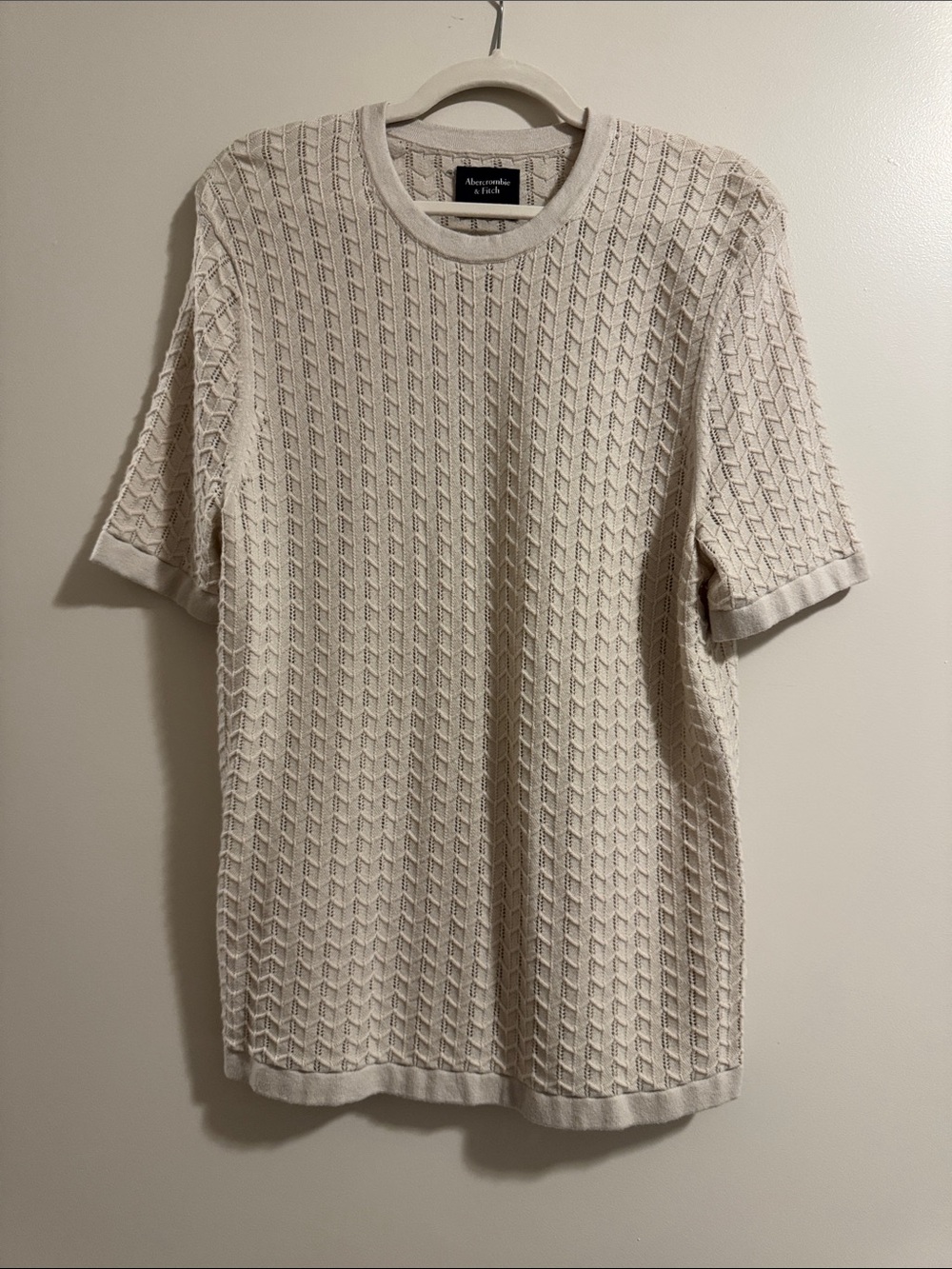 Abercrombie & Fitch Light Cream Textured Knit Tee - Men